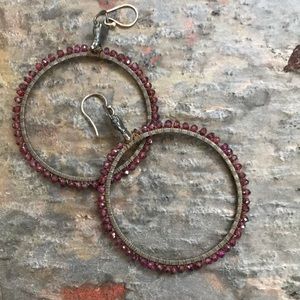 Love Heals Garnet & Sterling Hoops